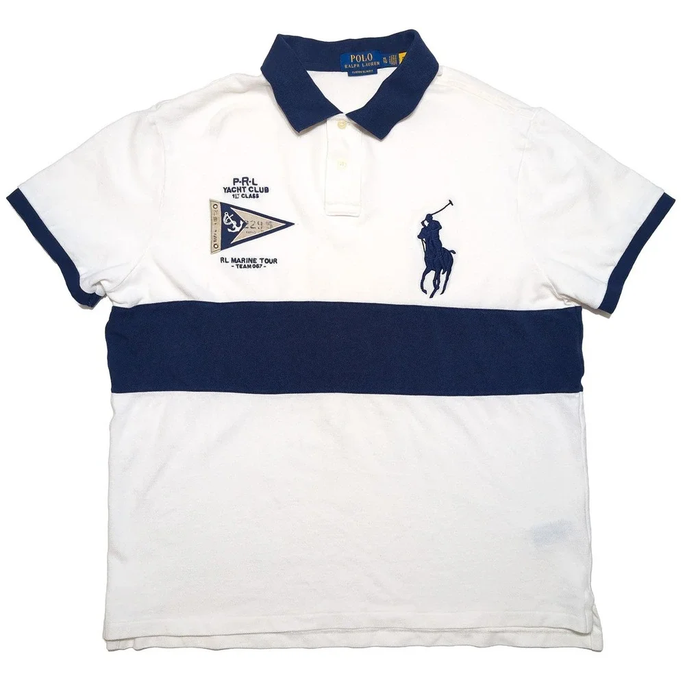 POLO RALPH LAUREN Big Pony Shirt PRL Yacht Club Marine Tour White XL Custom Fit